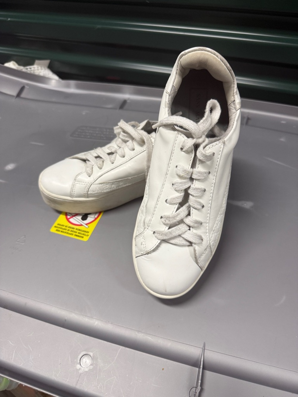 Women's White Leather Lace-Up Sneakers